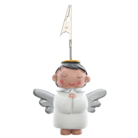 Marque place ange blanc figurine avec pince 11 x 7 cm
