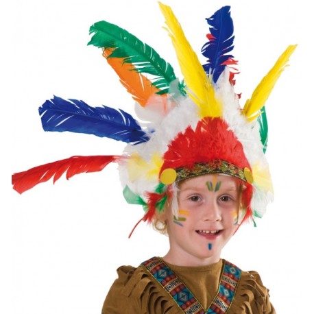 Chapeau Indien Pour Bébé 9-18 Mois - Coiffe De Plumes Turquoise - Diamètre 40 Cm - Déguisement Pour Fête, Carnaval, Photo