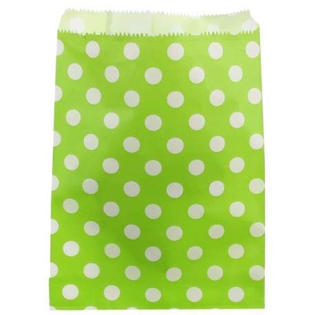 Sachets papier vert anis à pois blancs 18 cm les 24