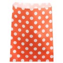 Sachets papier orange à pois blancs 18 cm les 24