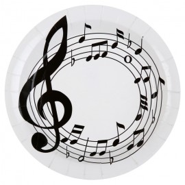 Assiette notes de musique carton blanc 22.5 cm les 10