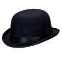 Chapeau melon noir velours adulte