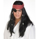 Perruque pirate avec bandeau rouge homme