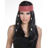 Perruque pirate avec bandeau rouge femme