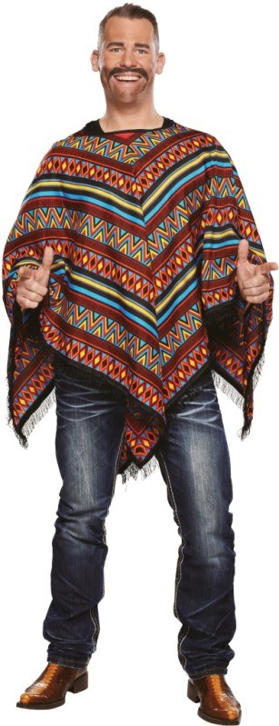 Poncho Mexicain Déguisement Homme - Taille Unique, 100% Nylon - Pour Fête, Carnaval, Costume