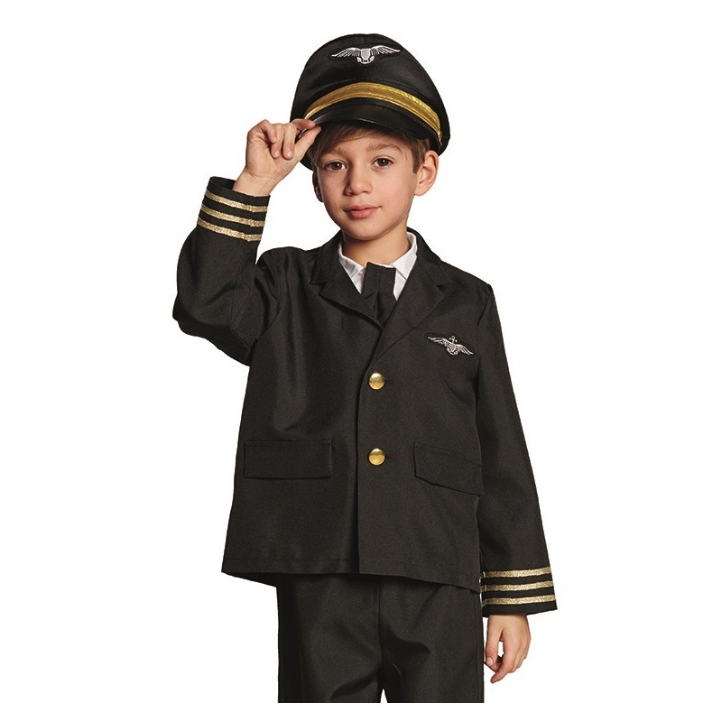 Pilote de Ligne Adulte Homme Costume Chemise Blanche Chapeau Halloween 