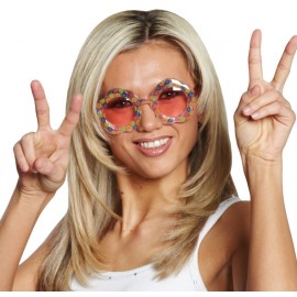 Lunettes Flower Power hippie adulte