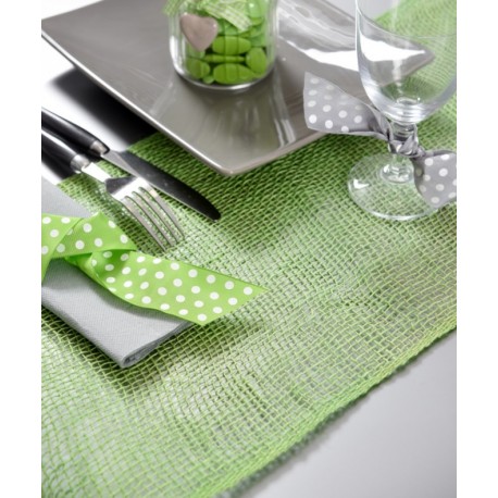 Chemin de table toile de jute vert 5 M