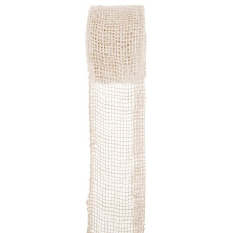 Ruban toile de jute blanc 7 cm x 5 M