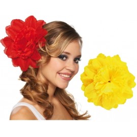 Pince à cheveux fleur jaune (double fleurs) 20 cm