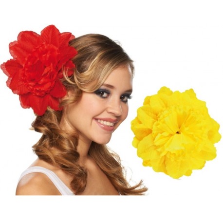 Pince à cheveux fleur jaune (double fleurs) 20 cm