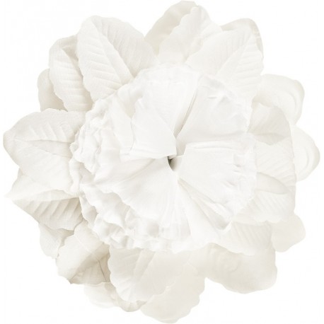 Pince à cheveux fleur blanche (double fleurs) 20 cm