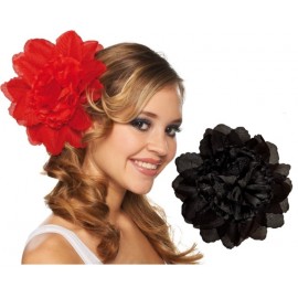 Pince à cheveux fleur noire (double fleurs) 20 cm