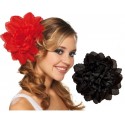 Pince à cheveux fleur noire (double fleurs) 20 cm