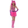 Déguisement chat léopard rose fuchsia femme luxe