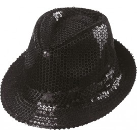 Chapeau borsalino à sequins noir adulte