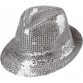 Chapeau borsalino sequin argent adulte