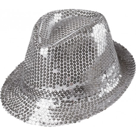 Chapeau borsalino sequin argent adulte