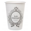 Gobelets carton Just Married blancs les 10