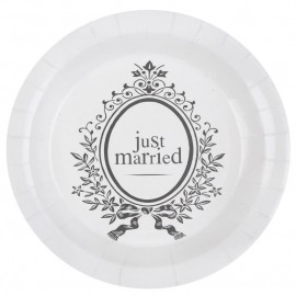 Assiette carton Just Married 22.5 cm les 10