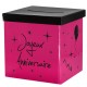 Tirelire joyeux anniversaire fuchsia carton 20 cm