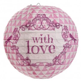 Lanterne boule papier vintage with love rose 20 cm les 2