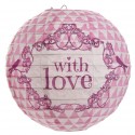 Lanternes boule papier vintage with love rose 20 cm les 2