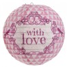 Lanternes boule papier vintage with love rose 20 cm les 2