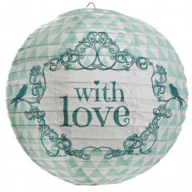 Lanterne boule papier vintage with love menthe 20 cm les 2