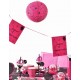 Lanterne boule papier joyeux anniversaire fuchsia 20 cm les 2