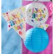 Lanterne boule papier joyeux anniversaire festif 20 cm les 2