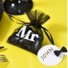 Sachets à dragées Mr noir blanc organdi les 10