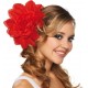 Pince à cheveux fleur rouge (double fleurs) 20 cm