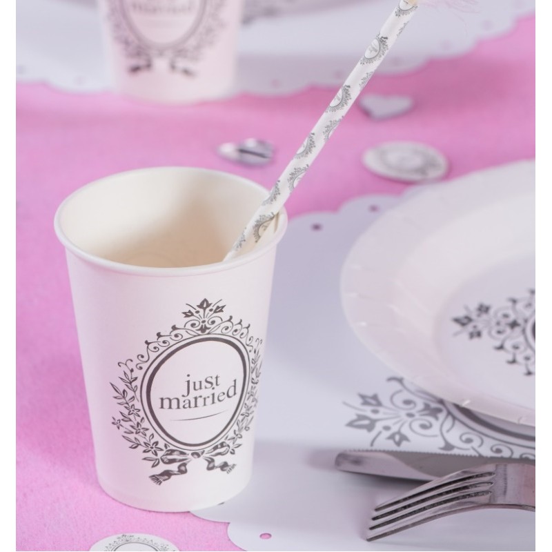 11 Lanternes En Papier 'Just Married' Blanches - 11,5x19x7 Cm | Pour Décoration De Mariage, Soirée Extérieure