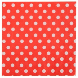 Serviette de table rouge à pois en papier les 20