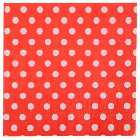 Serviette de table rouge à pois en papier les 20