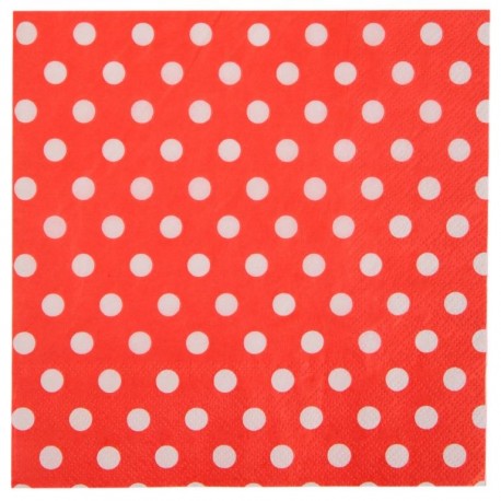 Serviette de table rouge à pois en papier les 20