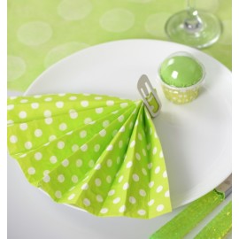 Serviettes papier vert anis à pois les 20