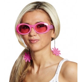 Lunettes rose fuchsia adulte avec fleurs