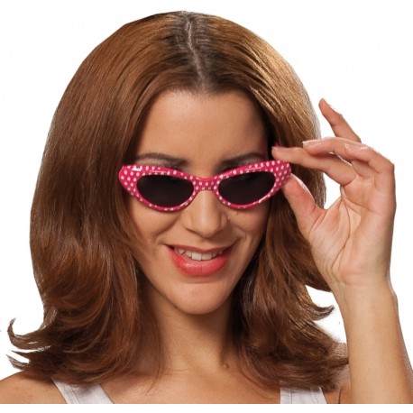 Lunettes 60's rose à pois blancs adulte