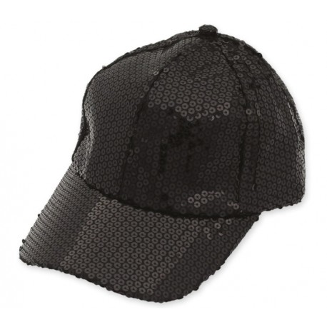 Casquette noire à paillettes adulte