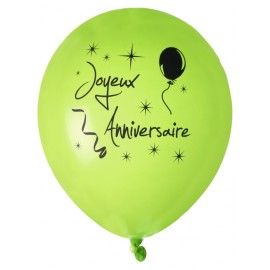 Ballon joyeux anniversaire vert noir 23 cm les 8