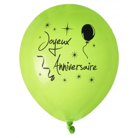 Ballon joyeux anniversaire vert noir 23 cm les 8