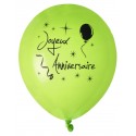 Ballons joyeux anniversaire vert noir 23 cm les 8