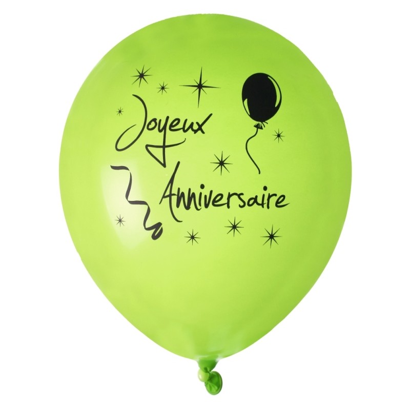 Ballon Joyeux Anniversaire Vert Noir 23 Cm Les 8 Ballons De Baudruche