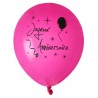 Ballons joyeux anniversaire fuchsia noir 23 cm les 8