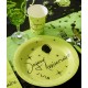 Assiette carton joyeux anniversaire vert anis 22.5 cm les 10