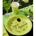 Assiettes carton joyeux anniversaire vert anis 22.5 cm les 10