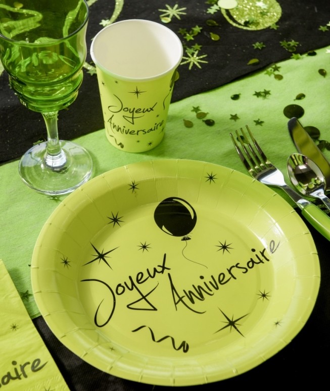 Assiette Carton Joyeux Anniversaire Vert Anis 22 5 Cm Les 10 Assiette Carton Joyeux Anniversaire Vert Anis 22 5 Cm Les 10