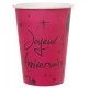 Gobelet carton joyeux anniversaire fuchsia les 10